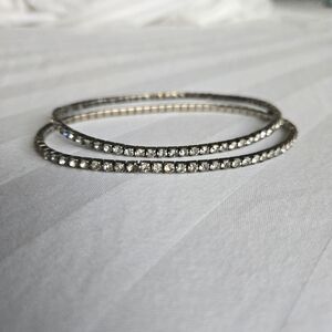 Vintage Indian Diamond Anklet Set Of 2 Silver Stretch Pull On